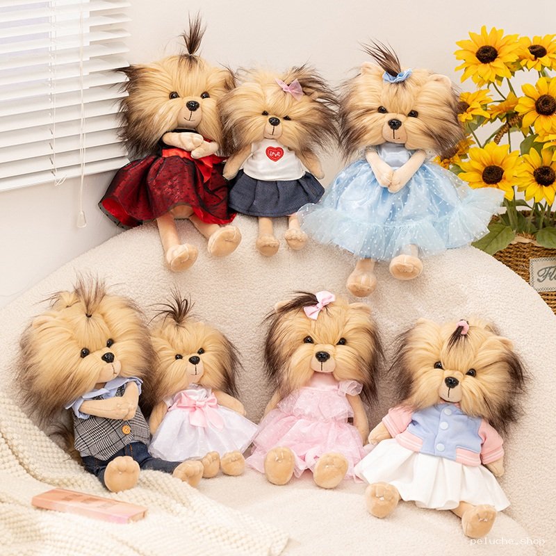 Adorables Peluches Yorkie habillées - Douceur et Style