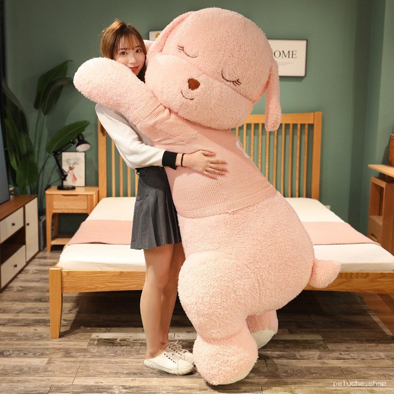 Peluche Géante Chien Rose Doux - Le Doudou XXL Idéal