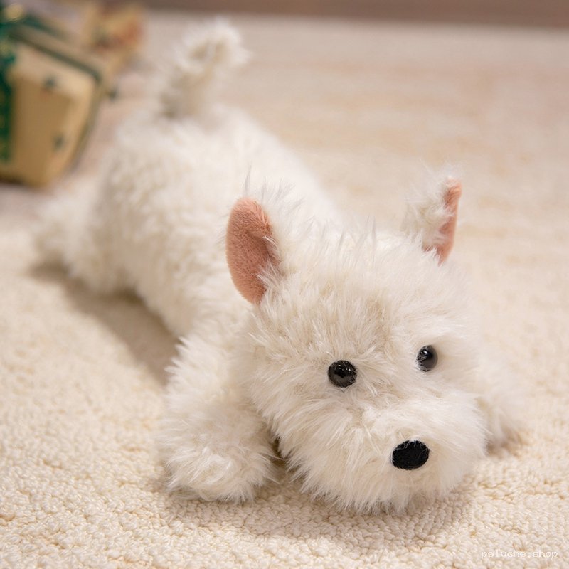 Peluche Chien Westie Blanc | Doux Compagnon Câlins Enfant