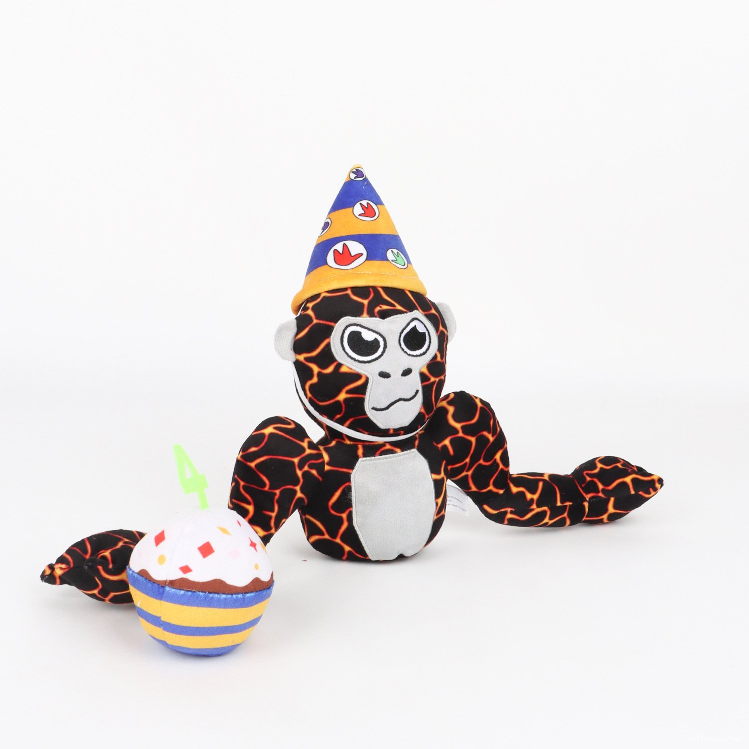 Peluche Singe d'Anniversaire, Chapeau de Fête & Cupcake
