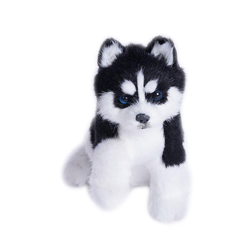 Peluche Chiot Husky Noir & Blanc Yeux Bleus - Douceur