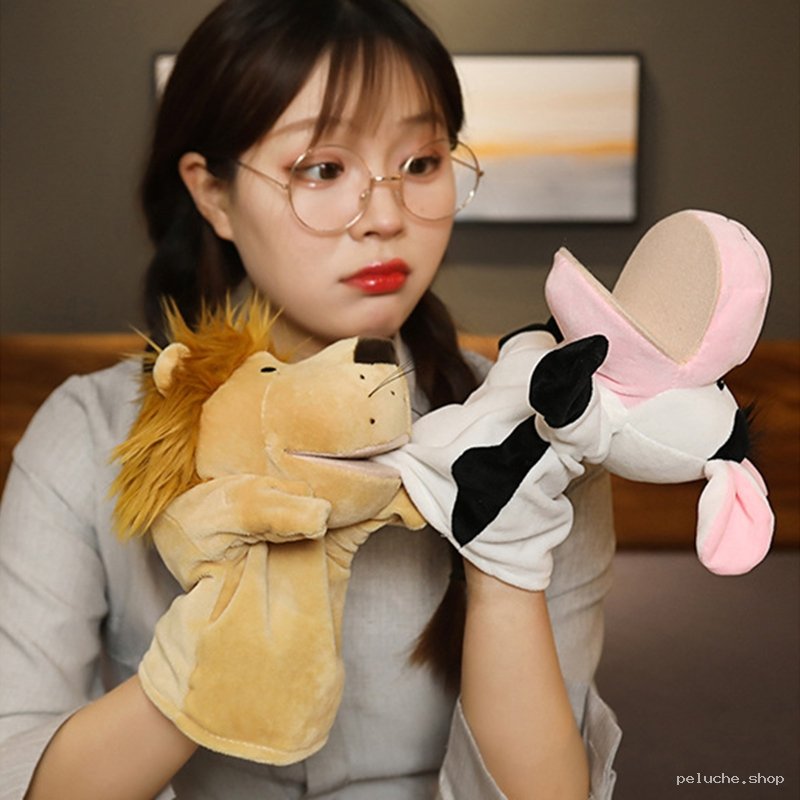 Marionnettes à Main Lion & Vache | Jouet Interactif Enfants