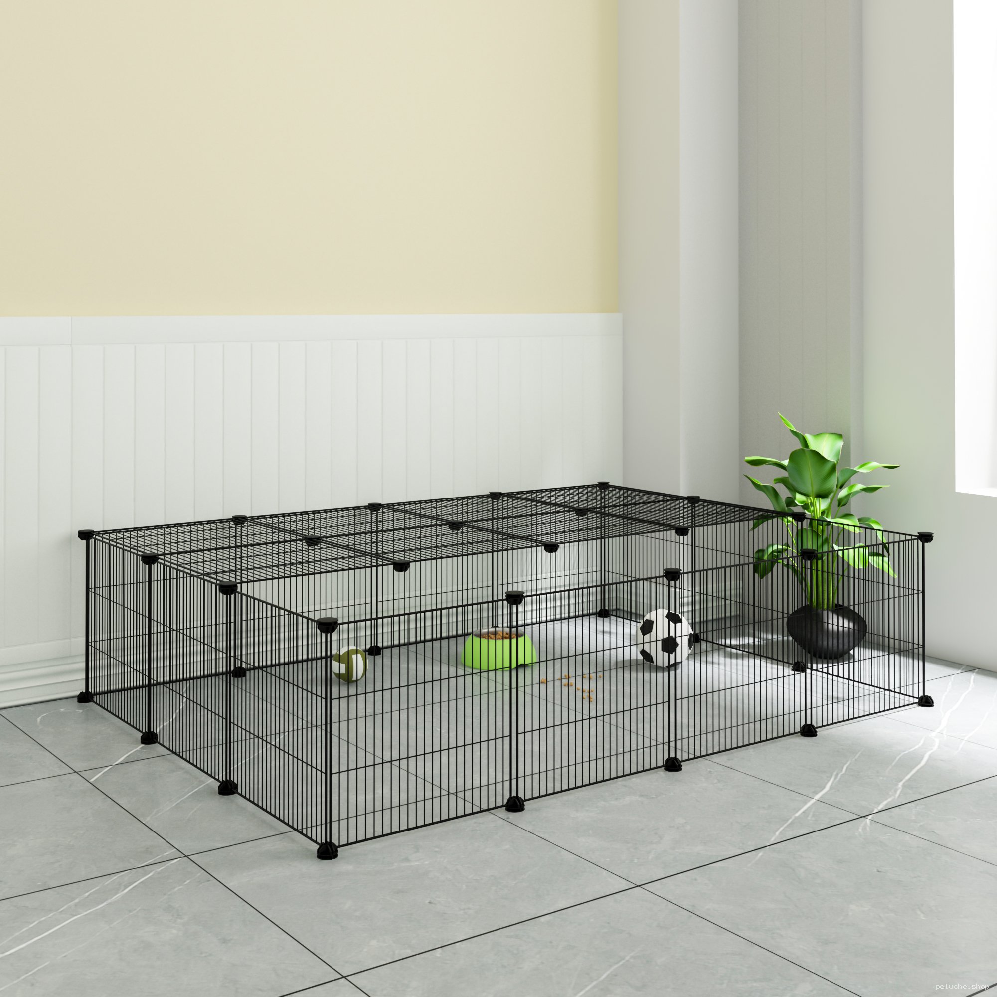 Enclos Modulaire Noir pour Petits Animaux | Parc de Jeu Intérieur