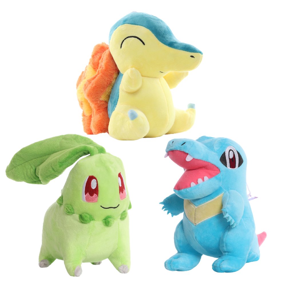 Peluche Pokémon Starters Johto (Cyndaquil, Chikorita, Totodile)