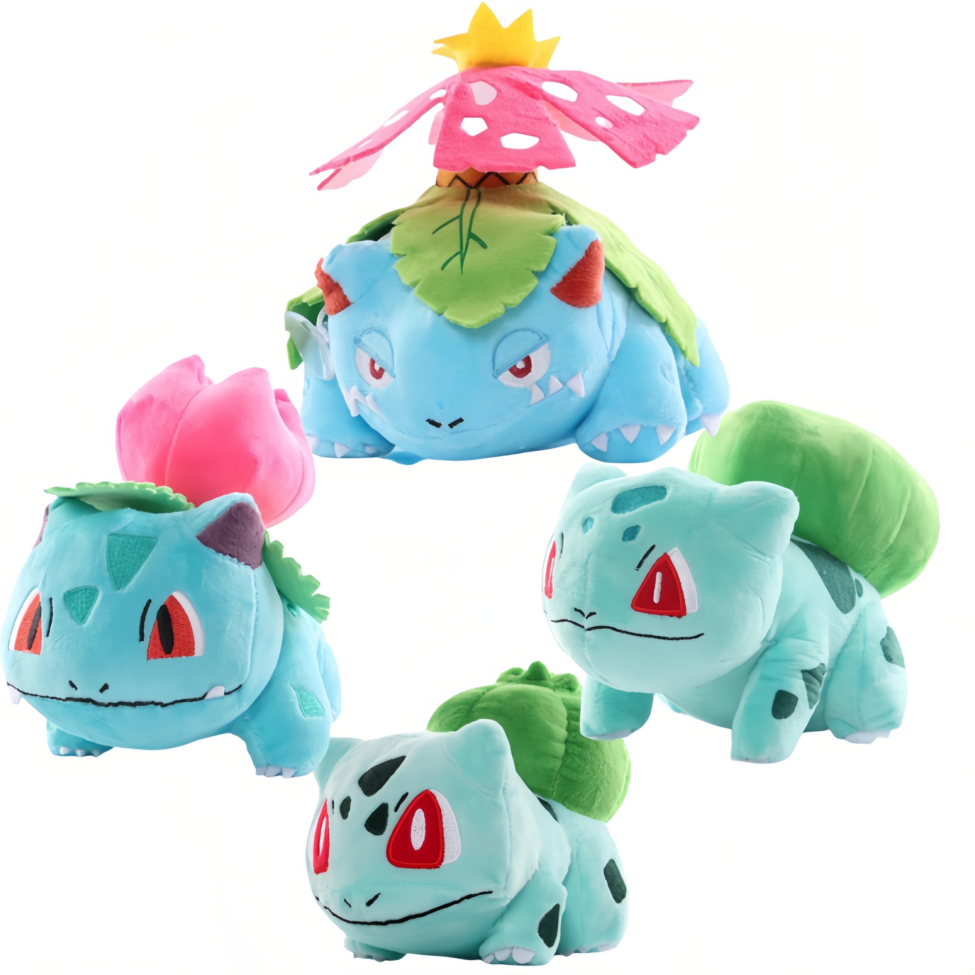 Collection Peluches Pokémon Bulbizarre, Herbizarre, Florizarre