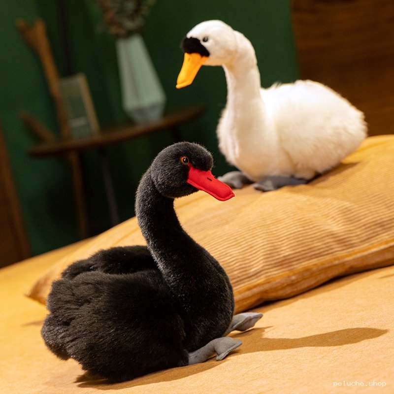 Peluche Cygne Noir et Blanc | Doudou Doux pour Enfants