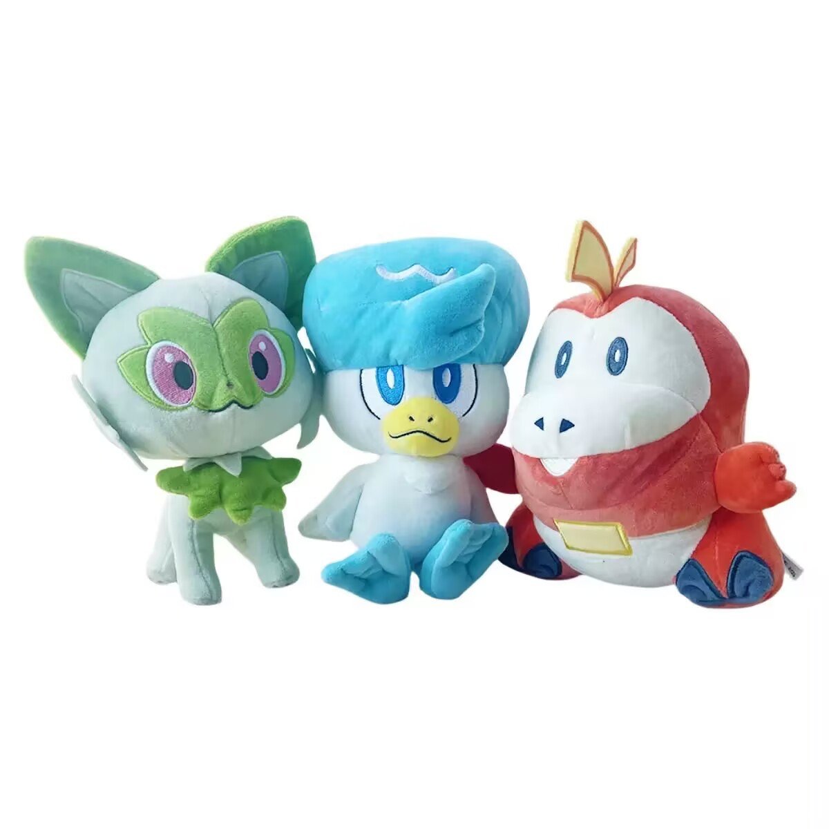 Peluches Pokémon Starters Paldea: Sprigatito, Quaxly, Fuecoco