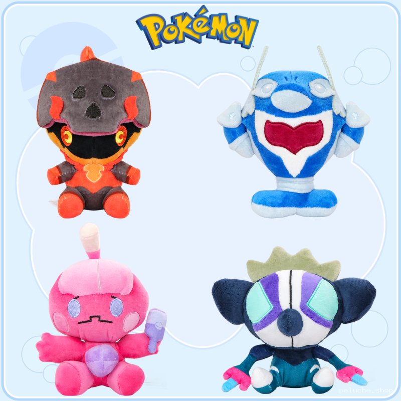 Peluche Pokémon : Marshadow, Grafaiai, Bruxish, Morelull