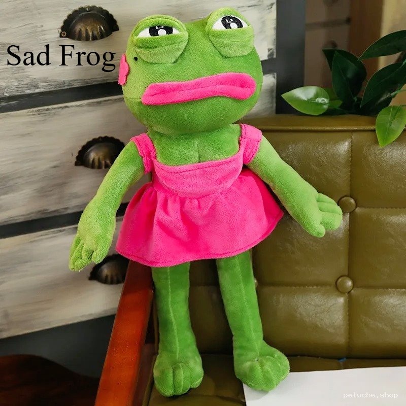 Peluche Grenouille Triste Robe Rose - Douce et Originale