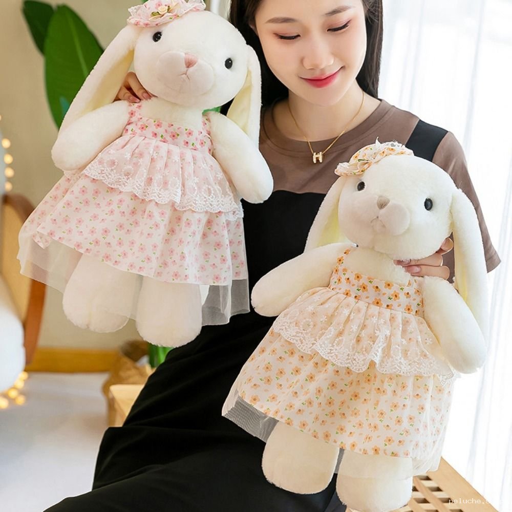 Peluche Lapin Mignonne Robe Fleurie - Cadeau Enfant Doux