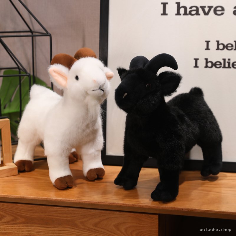 Peluche Mouton Chèvre Réaliste Noir et Blanc Douce