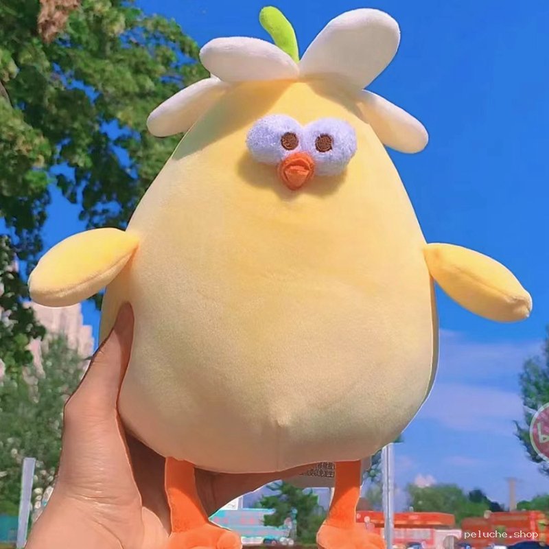 Peluche Poulet Jaune Mignon avec Fleur - Douce et Unique