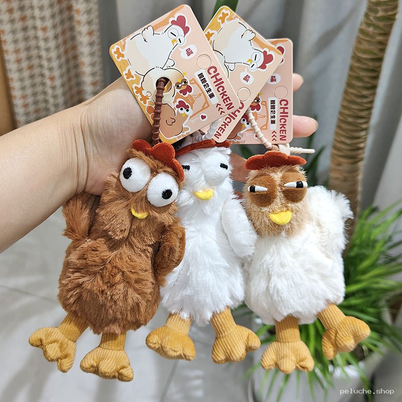 Adorables porte-clés poulets en peluche - Fun et originaux