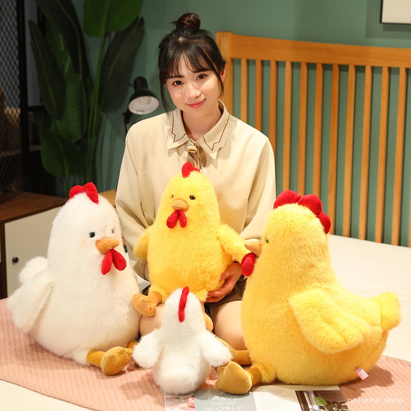 Peluche Poulet Mignon & Doux - Diverses Tailles & Couleurs