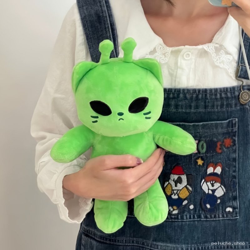 Peluche Alien Chat Vert Mignon - Doudou Doux et Original