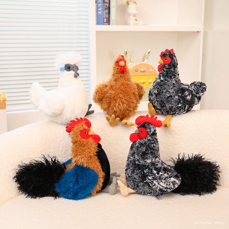 Peluches Poule et Coq Réalistes - Douces et Originales