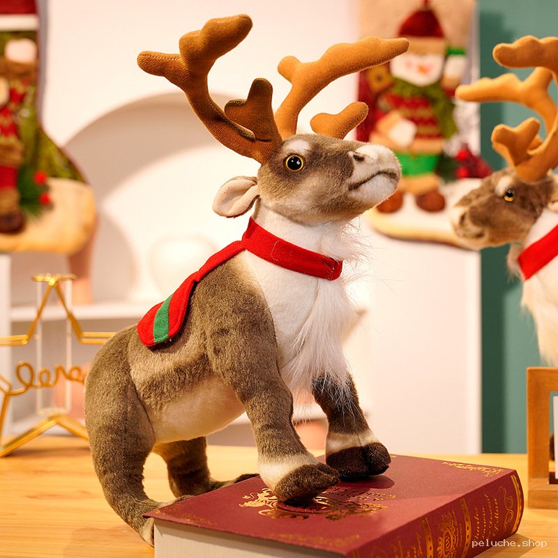 Peluche Renne de Noël festive | Décoration douce Fêtes