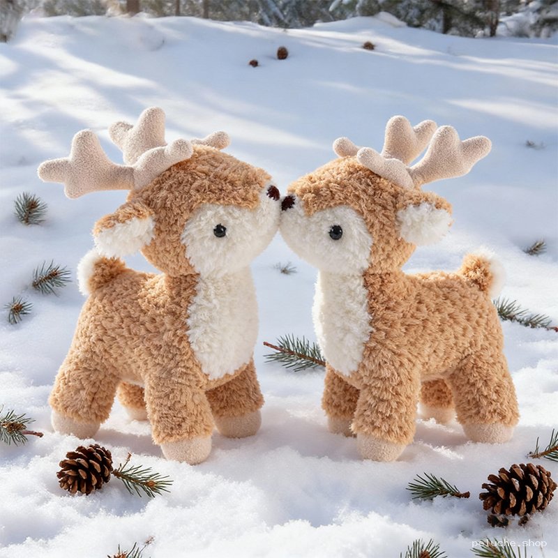 Duo de Cerfs en Peluche | Cadeau Hivernal Doux et Festive