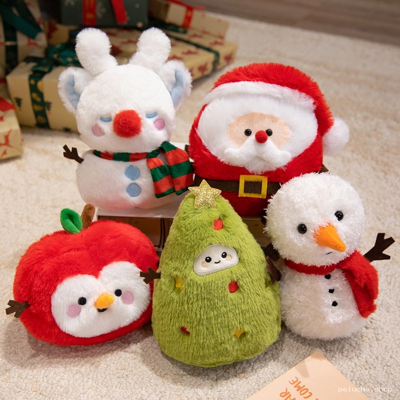 Peluche Noël Mignonnes - Santa, Bonhomme de Neige & Sapin