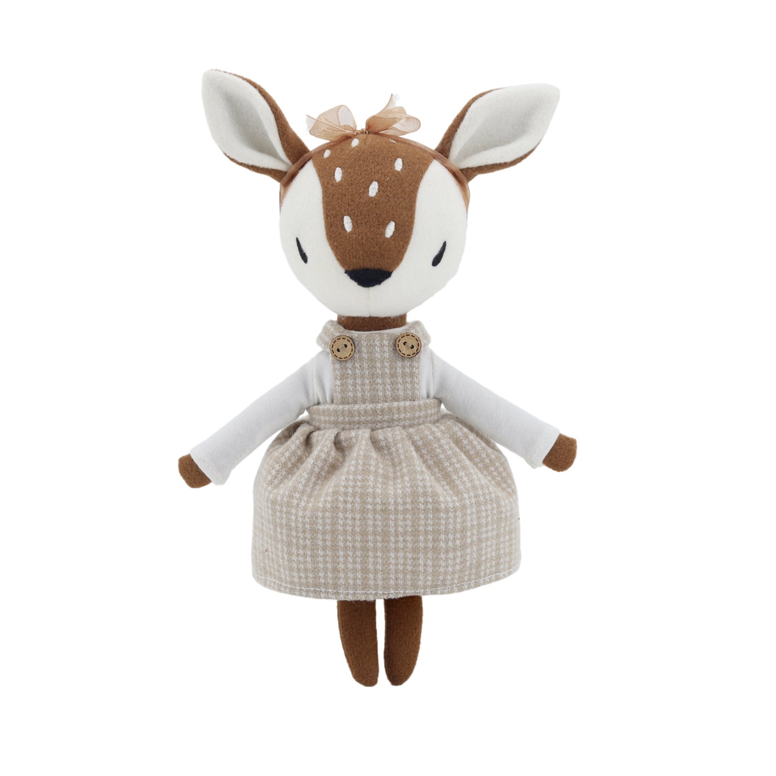 Peluche Faon Mignon Doudou Habillé - Idéal Cadeau Enfant