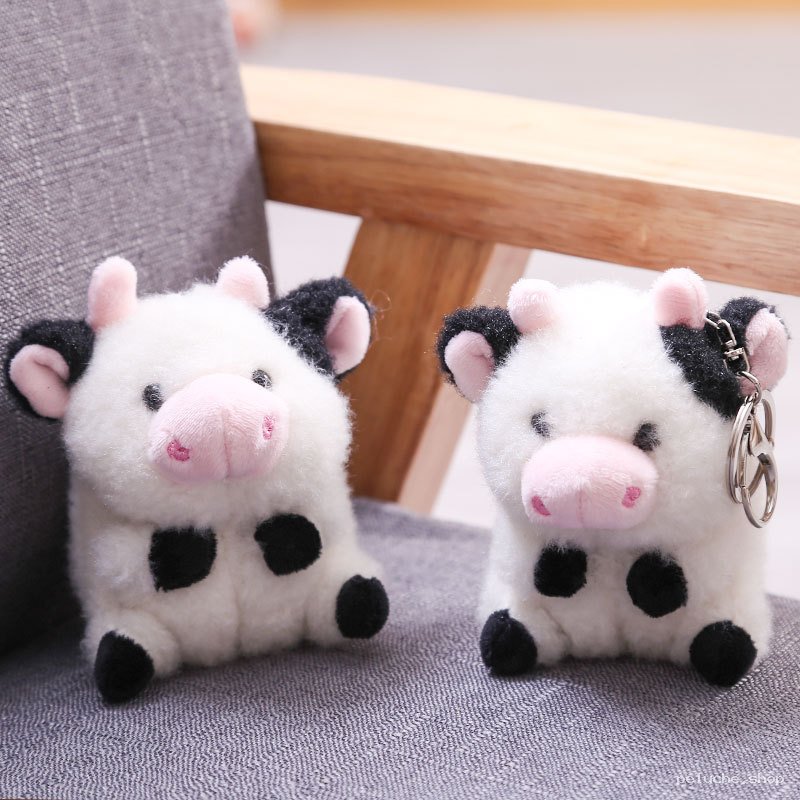 Porte-clés Vache Peluche Mignonne | Accessoire Sac à Main Doux