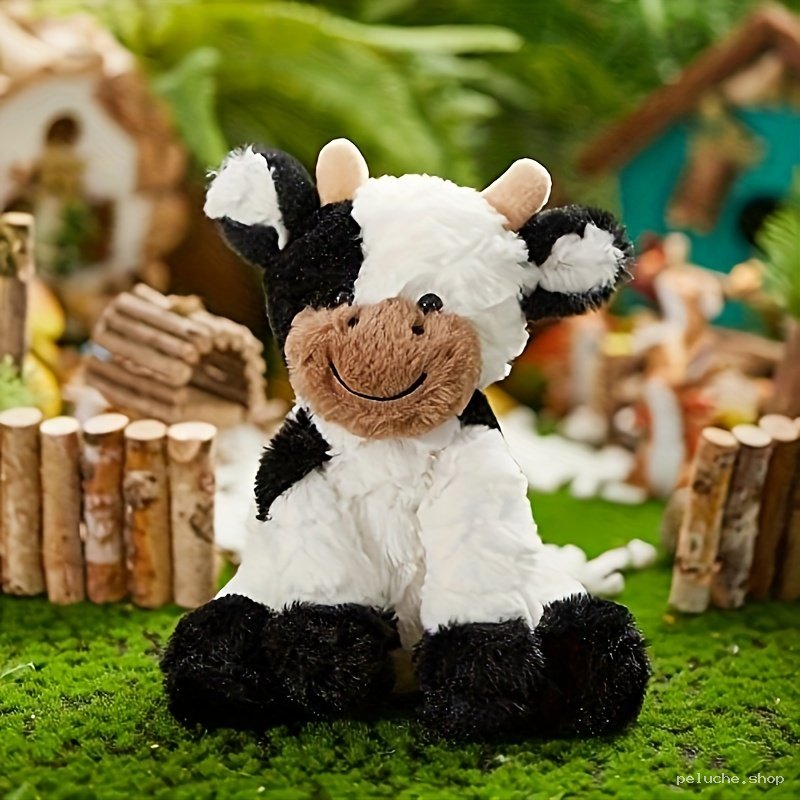 Peluche Vache Noire et Blanche Souriante | Douce & Adorable