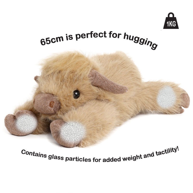 Peluche Bœuf des Highlands 65cm 1kg – Douceur Pondérée