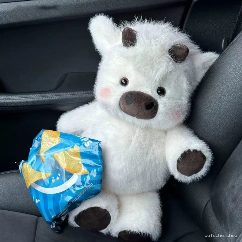 Adorable Peluche Vache Blanche Douce et Moelleuse