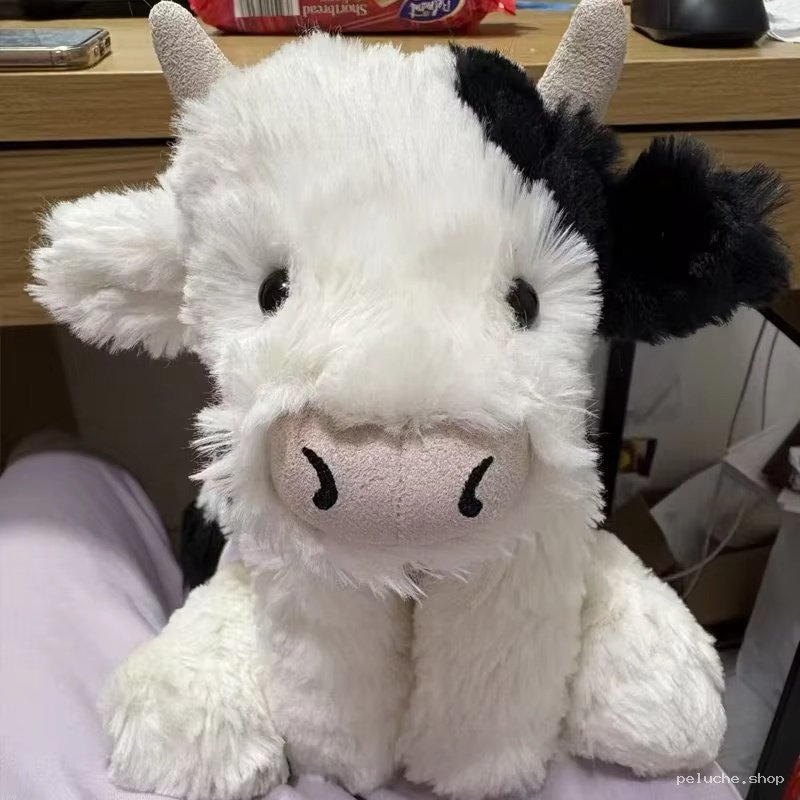 Peluche Vache Noire & Blanche Douce | Doudou Moelleux