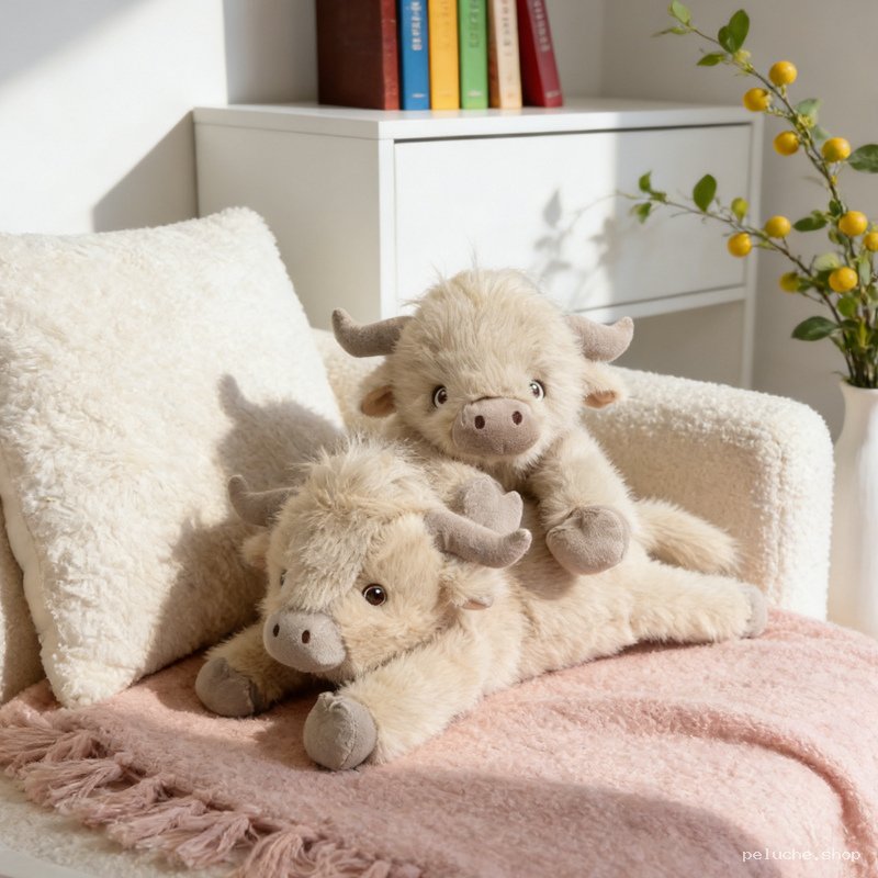Peluche Vache Highland Douce et Réaliste | Cadeau Enfant