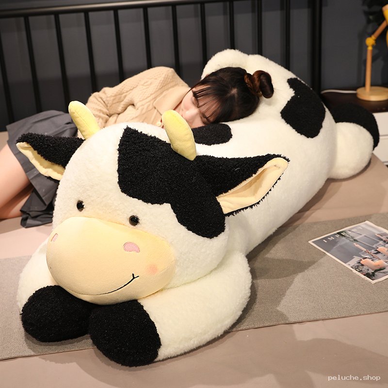 Peluche Vache Géante & Doudou Confortable - Grand Coussin