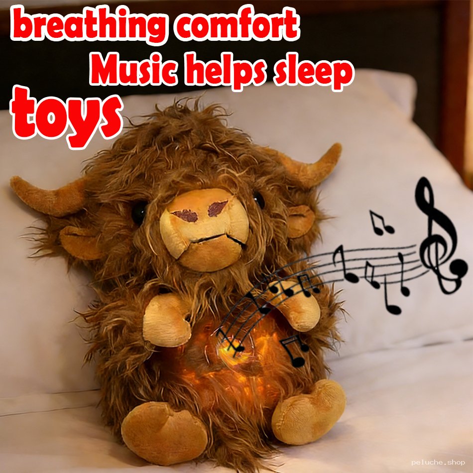 Peluche Bœuf Musical Lumineux Respirant - Aide au Sommeil