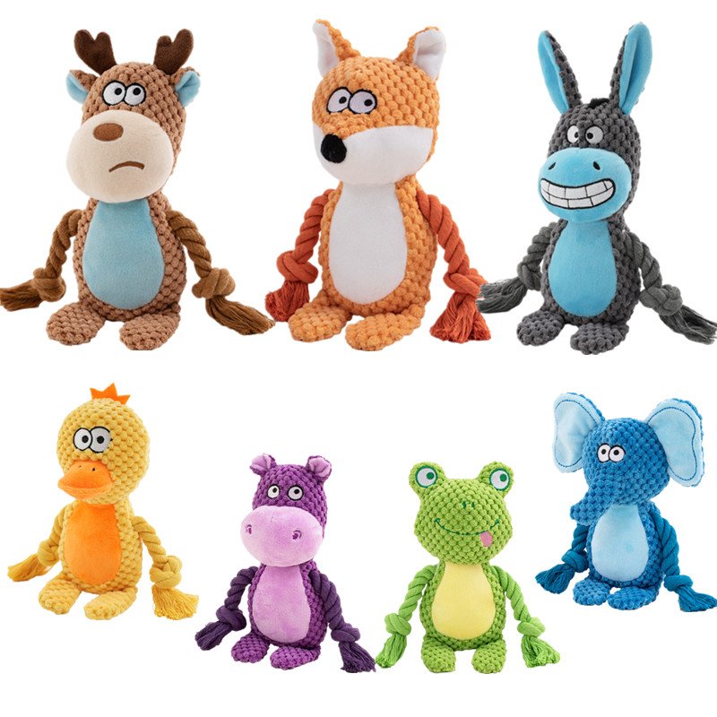 Jouets en peluche animaux pour chiens avec corde résistante