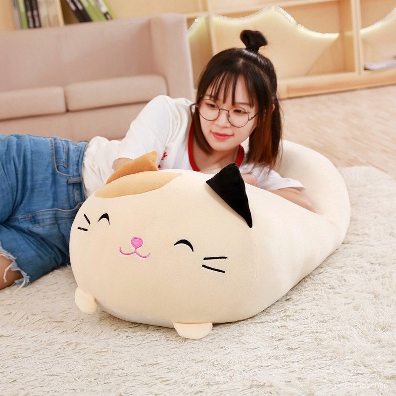 Peluche Chat Géant Douce - Coussin Corps & Oreiller Confortable