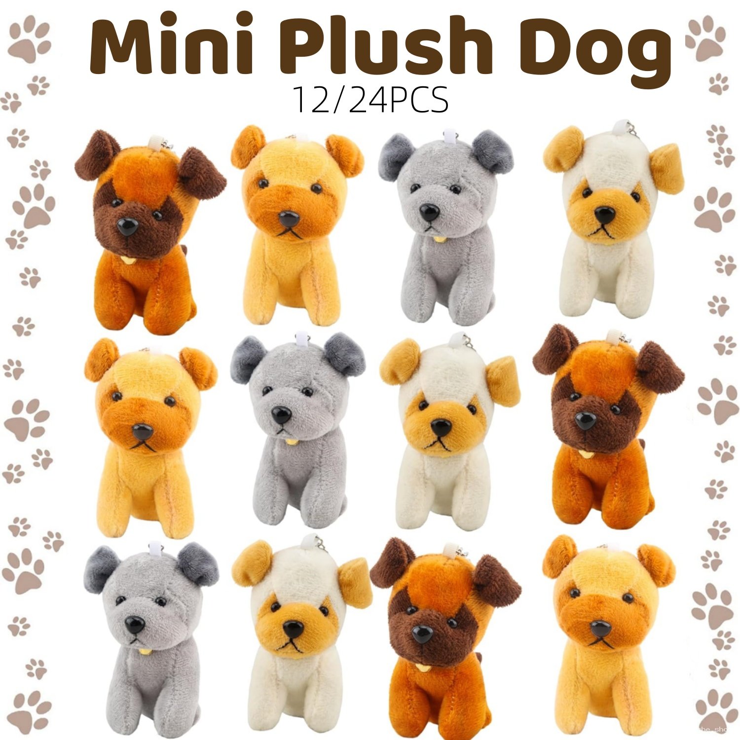 Mini Chiens Peluches Mignons Porte-clés - Lot de 12/24 Pièces