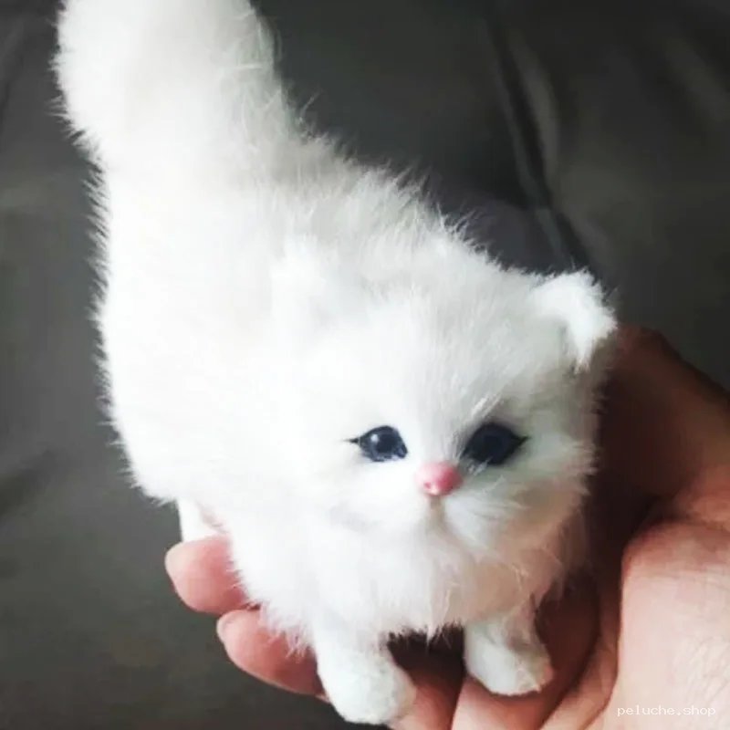 Charming Chaton Blanc Miniature Réaliste | Peluche Douce