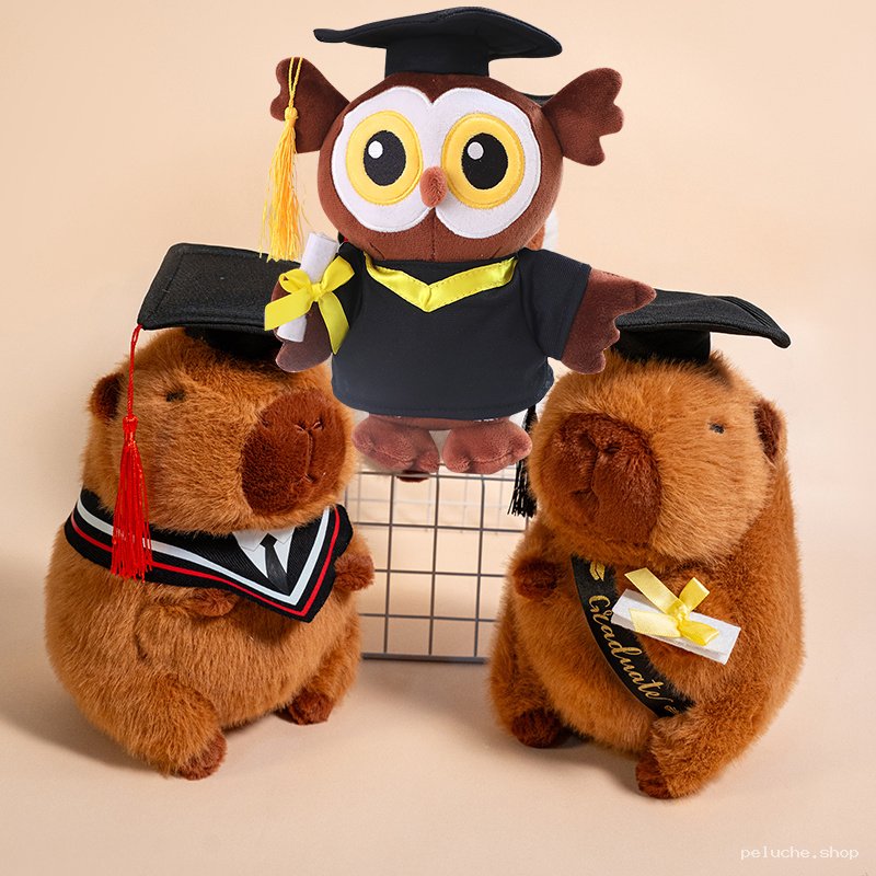 Peluches de remise de diplôme : Capybara et Chouette