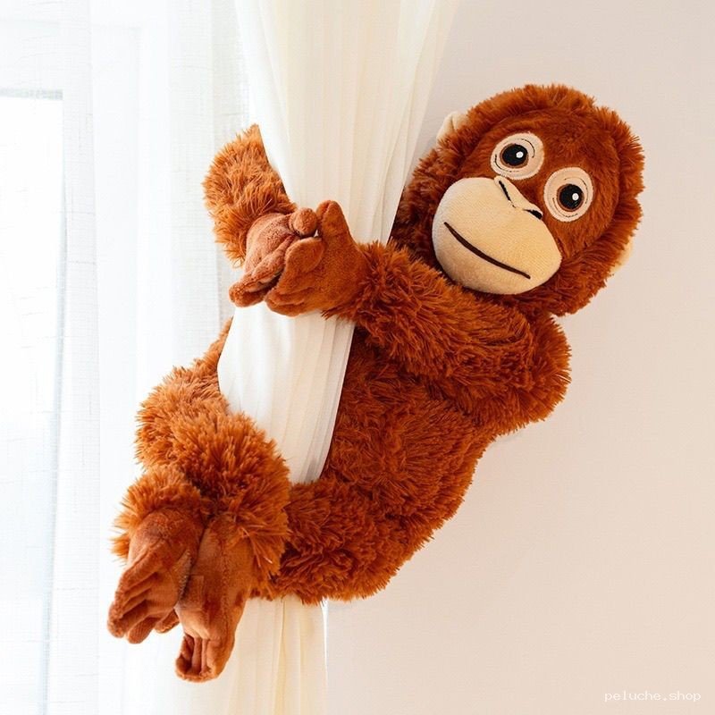 Peluche Singe Orang-outan Attache Rideau - Décoration Originale