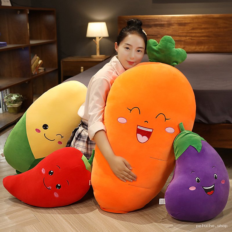 Peluches Légumes Kawaii | Carotte, Aubergine, Piment Doux