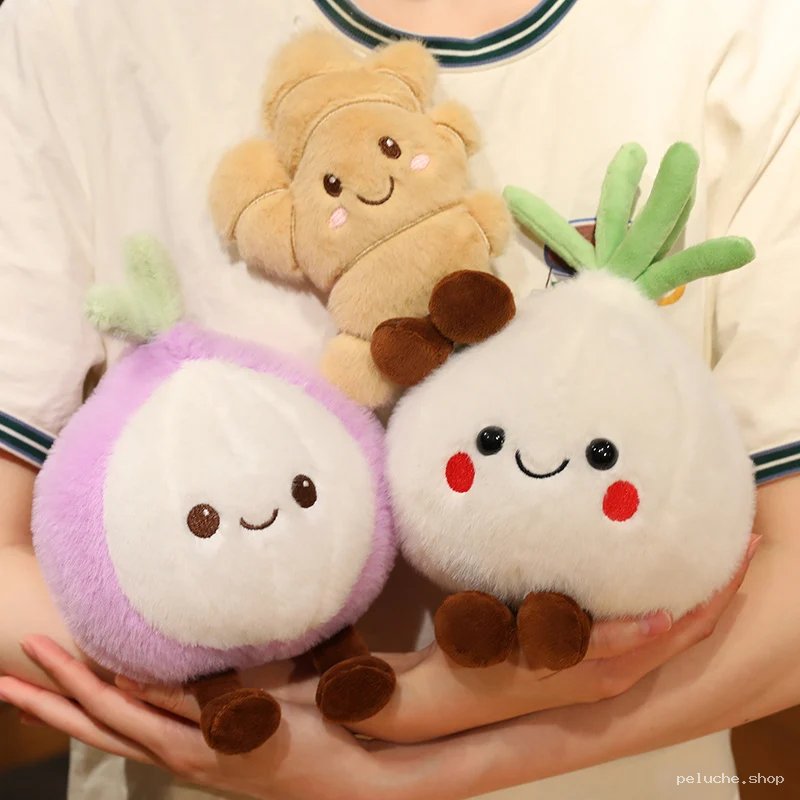 Peluches Légumes Adorables : Gingembre, Radis, Oignon Kawaii