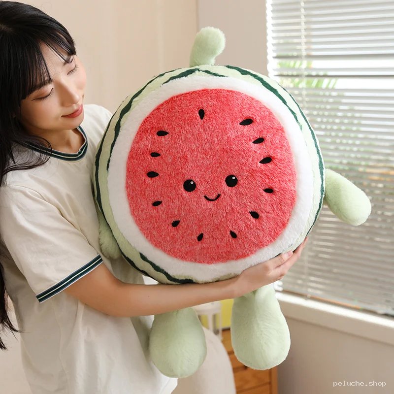 Peluche Pastèque Géante Kawaii - Douceur et Sourire Fruité