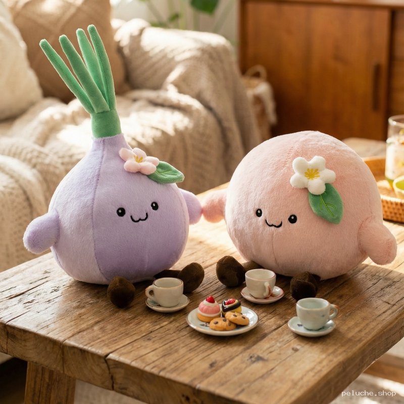 Peluches Kawaii Oignon et Amie Rose - Douceur et Charme