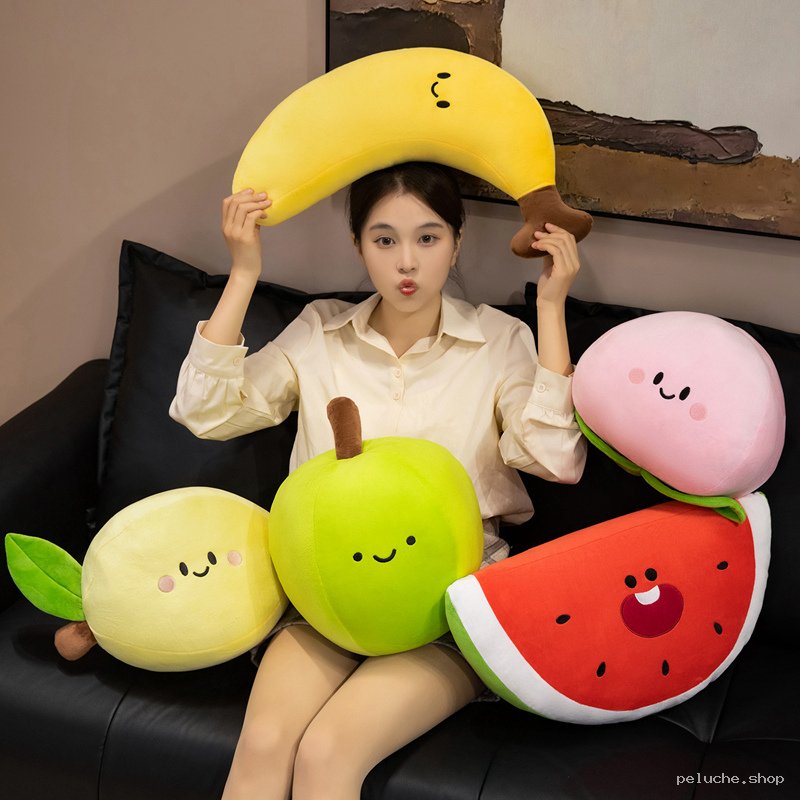 Peluche Fruits Kawaii | Banane, Pastèque, Pêche, Citron, Pomme