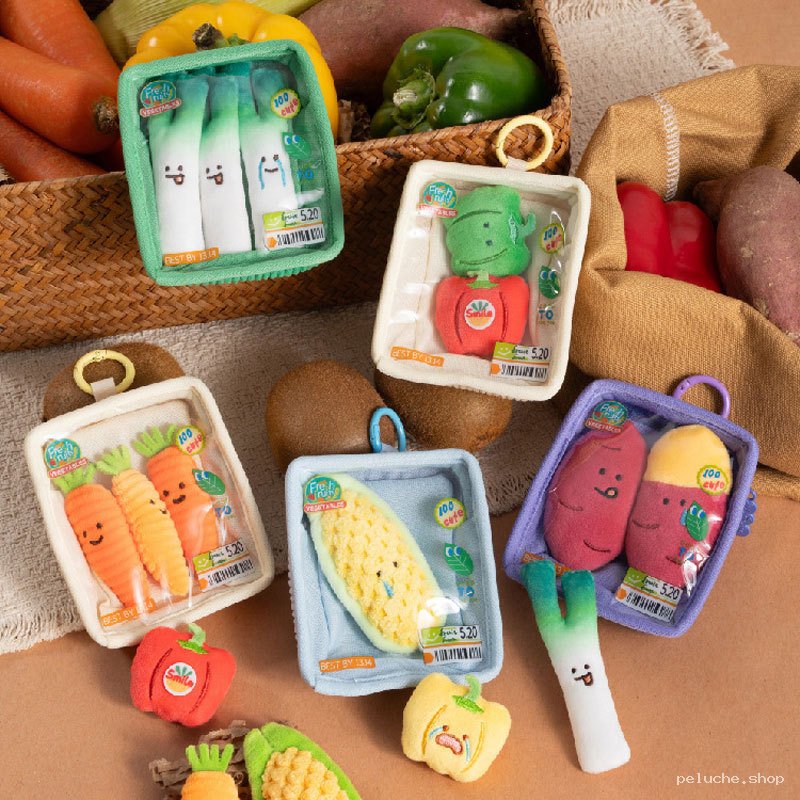 Peluche légumes et fruits kawaii emballés | Cadeau original