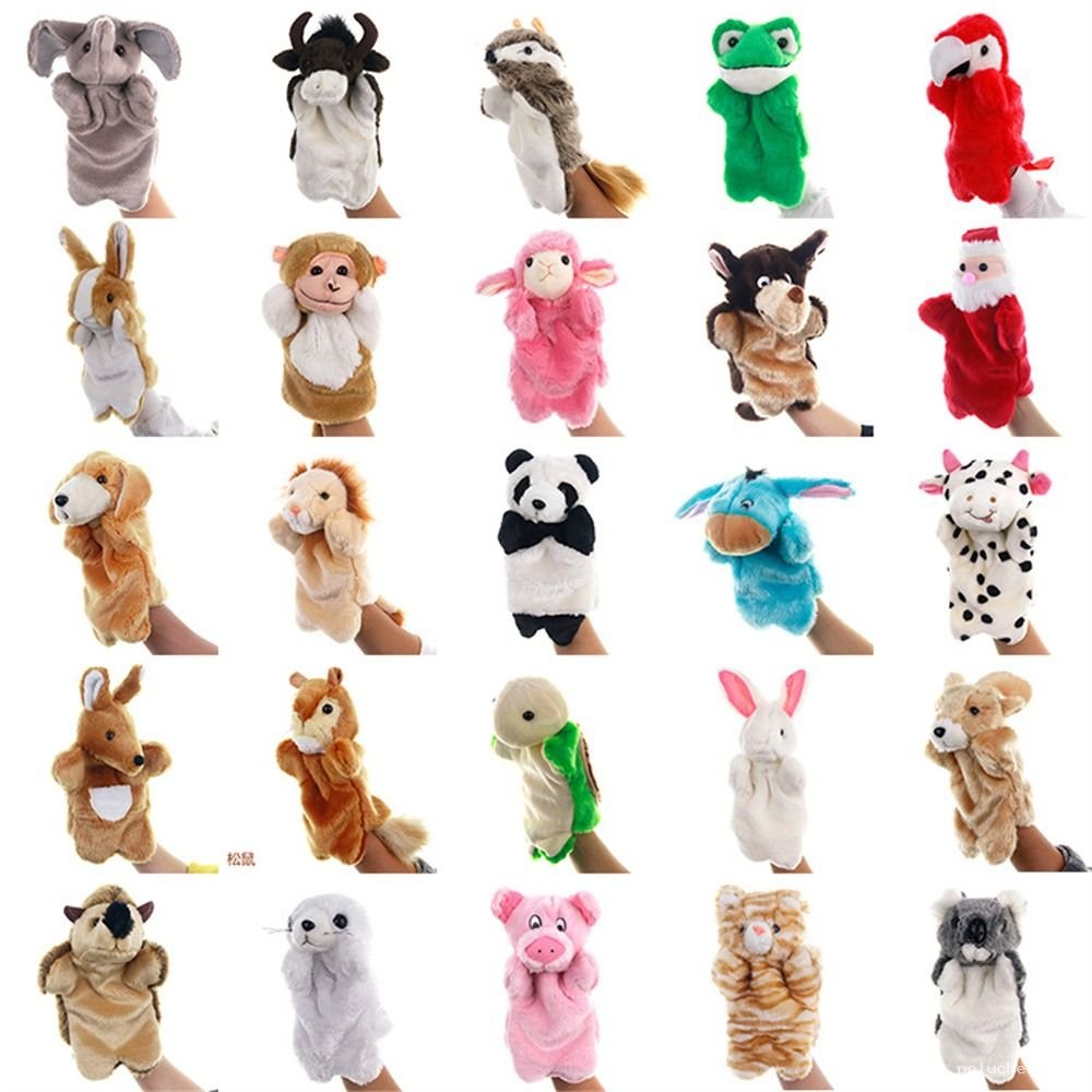 Marionnettes à main en peluche : animaux et personnages