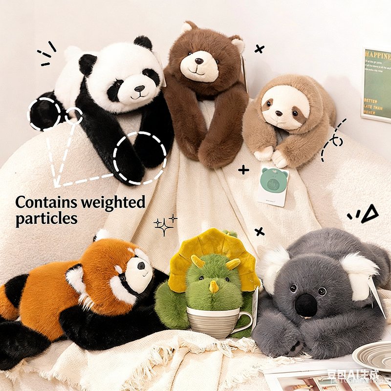 Peluche Animaux Lestée Douce et Réconfortante - Choix Varié