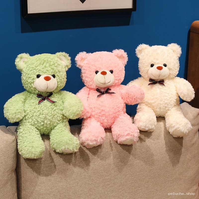 Ours en Peluche Doux & Colorés - Vert, Rose, Crème