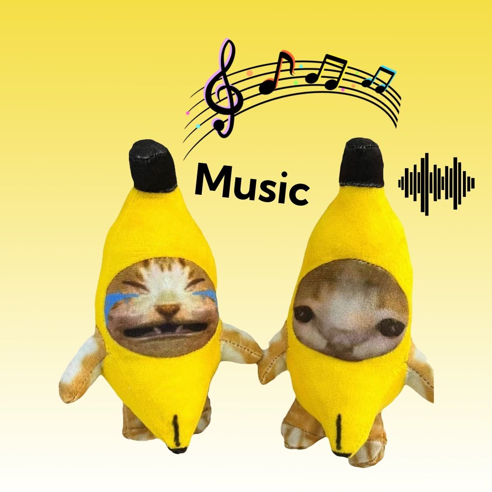 Peluche Chat Banane Musicale - Humour & Fantaisie