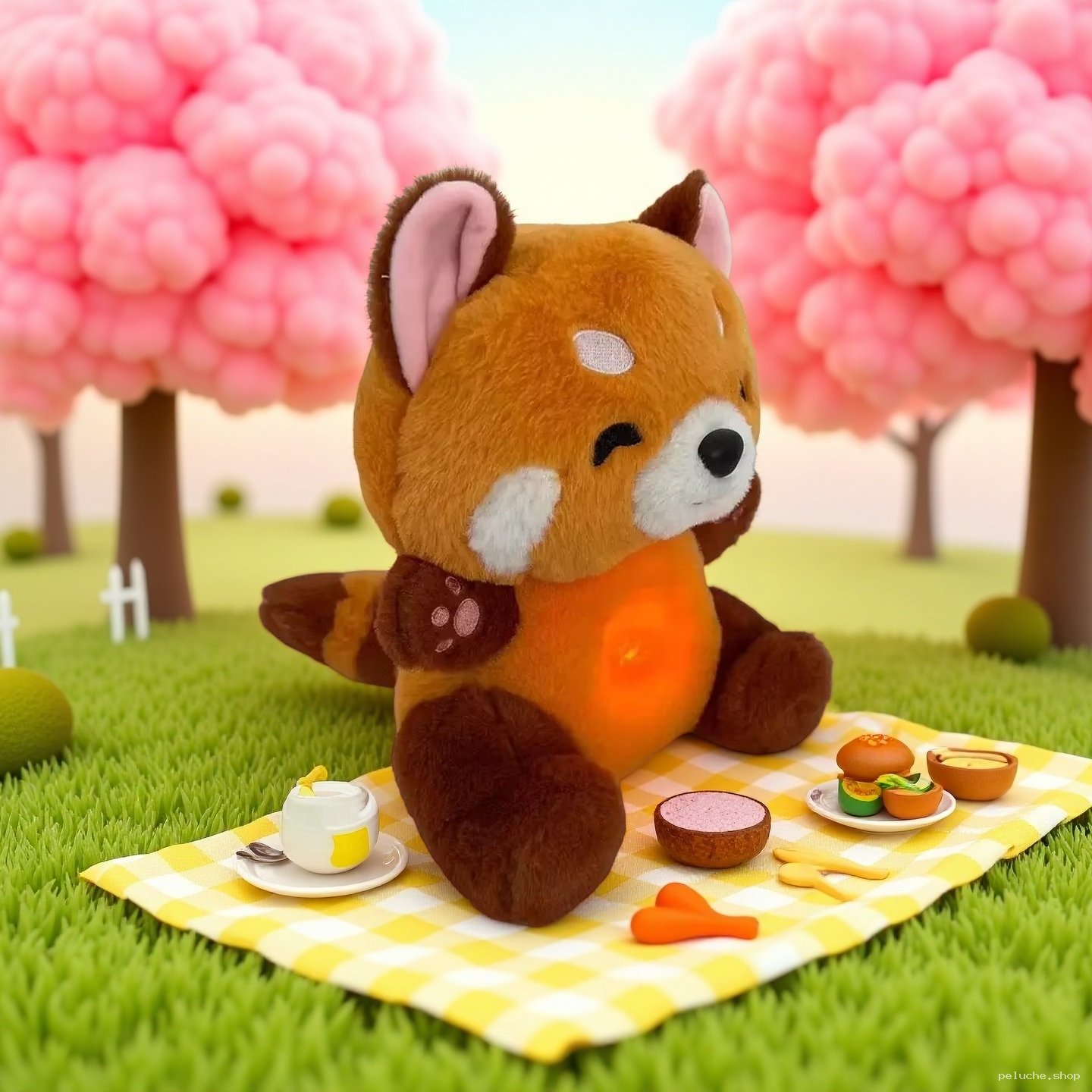Peluche Panda Roux Lumineux Adorable - Votre Doudou de Rêve