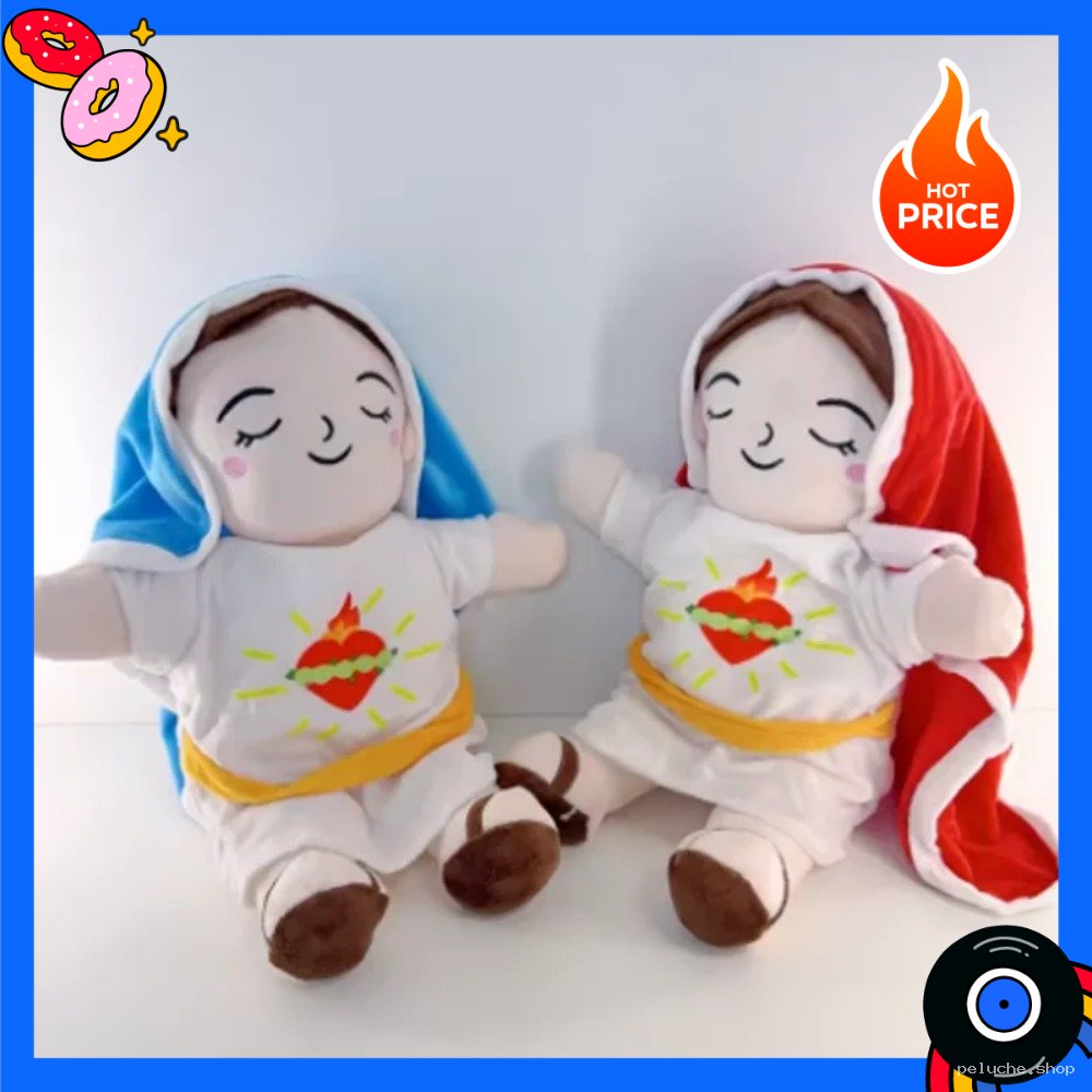 Duo de Peluches Sacré Cœur de Jésus et Marie pour Enfants